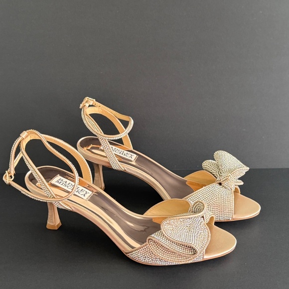 Badgley Mischka Women's Nude Remi Kitten Evening Heel Sandals, NEW pick size - Picture 6 of 9